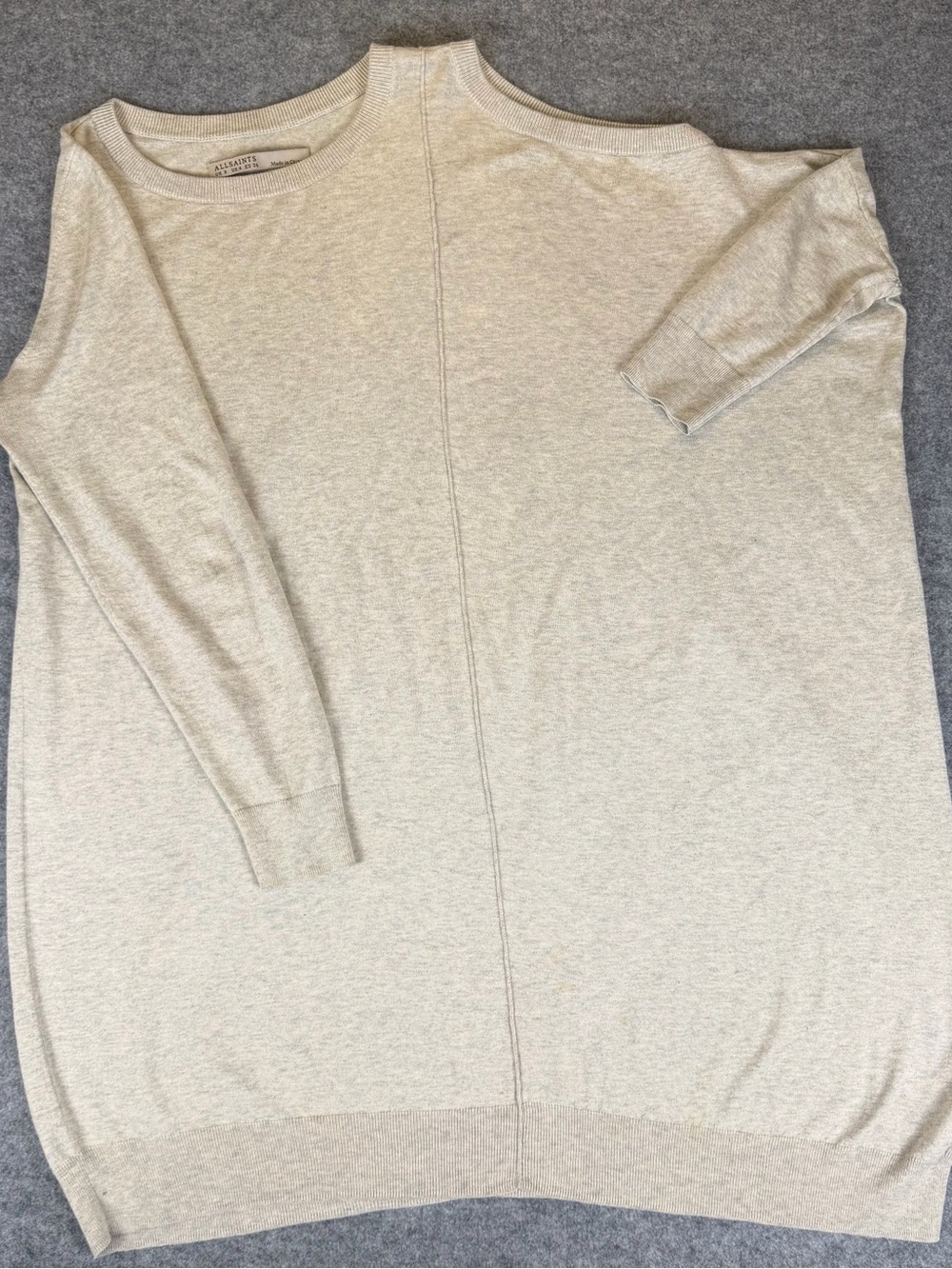 AllSaints Beige Cold Shoulder Knit Jumper Mini Dress Tunic US 4 Small